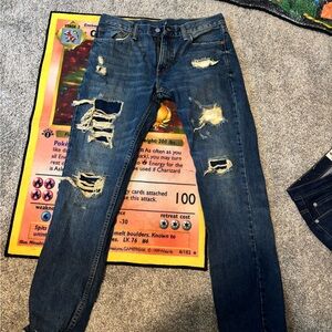 Levi's Men's Ripped Denim Jeans - Dark Blue